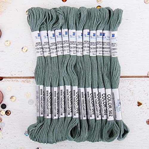 12 Skeins ThreadArt Cotton Embroidery Floss, Antique Grey - color: Antique Grey
