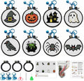 7 Pack Halloween Stamped Cross Stitch Kits for Adults Beginners with Frame - color: Halloween Cross Stitch Kits