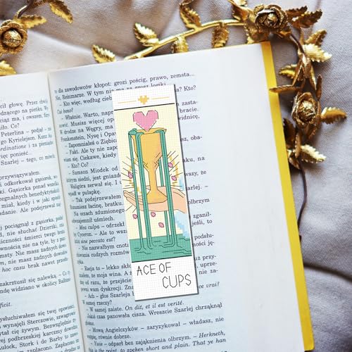 FREEBLOSS 6 Set Cross Stitch Bookmark Kit Stamped Cross Stitch Kit Tarot Cards Theme Embroidery Set with Instruction for Adults 8''*2.4'' - style: Tarot