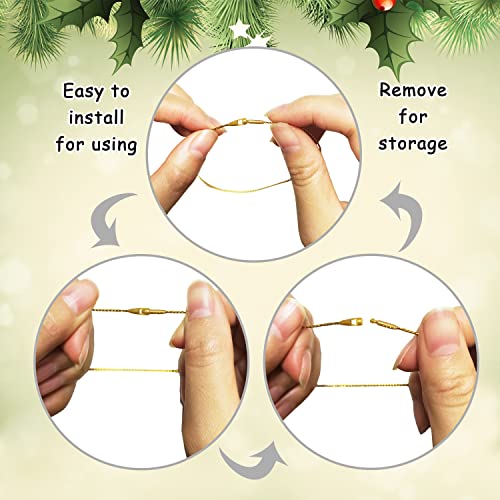 Christmas Tree Ornament String Hanger Precut Ribbon Hook with Snap Fastener - color: Silver, size: 200pcs