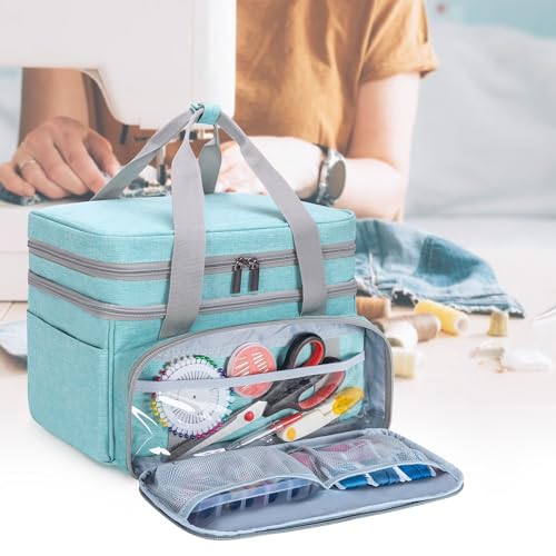BAFASO Double Layer Sewing Accessories Organizer, Green - color: Green