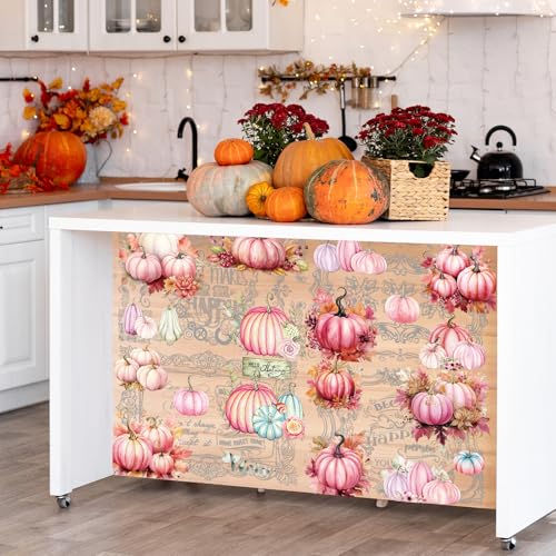 Wxiben Fall Rub on Transfer for Crafts - 6 Sheet Pink Pumpkin Rub on Transfers Stickers Autumn Harvest Thanksgiving Rub on Transfer Furniture Decals for Wood Scrapbook DIY Crafts Home Office Decor - style: Pink Fall Pumpkin