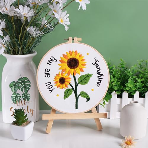 Louise Maelys 3 Set Summer Sunflower Embroidery Kit for Beginners Floral - color: kit-13