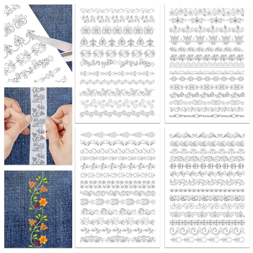 GLOBLELAND 4 Sheets Floral Lace Water Soluble Embroidery Pattern - color: Floral Lace