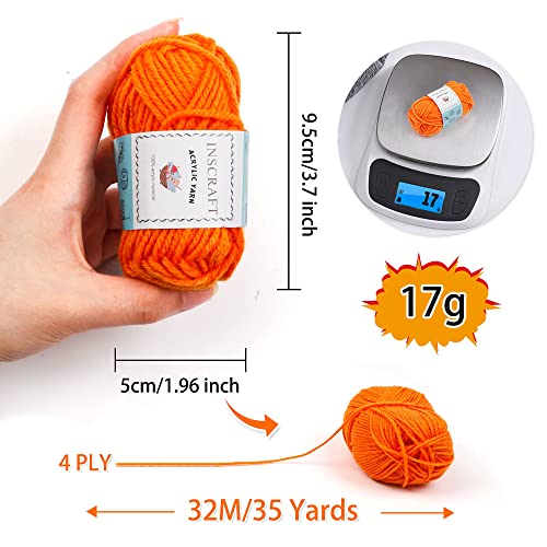INSCRAFT 62 Acrylic Yarn Skeins, 2170 Yards Yarn for Knitting and Crochet, Includes 2 Crochet Hooks,2 Weaving Needles,10 Stitch Markers, Perfect Beginner Kit for for Adults Kids - color: black