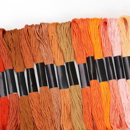 Embroidery Floss 16 Skeins 8.7 Yard Orange Friendship Bracelet String Cross Stitch Threads for Jewelry Making Bracelet Stitching Thread Floss Bracelets Making Yarn - color: Orange