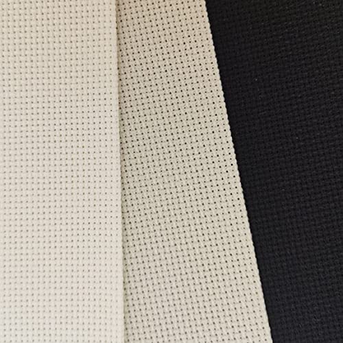 KCS 3 pc of 12" x 18" 18CT Counted Cotton Aida Cloth Cross Stitch Fabric (Antique White+Pearl Grey+Black) - color: Antique White+pearl Grey+black