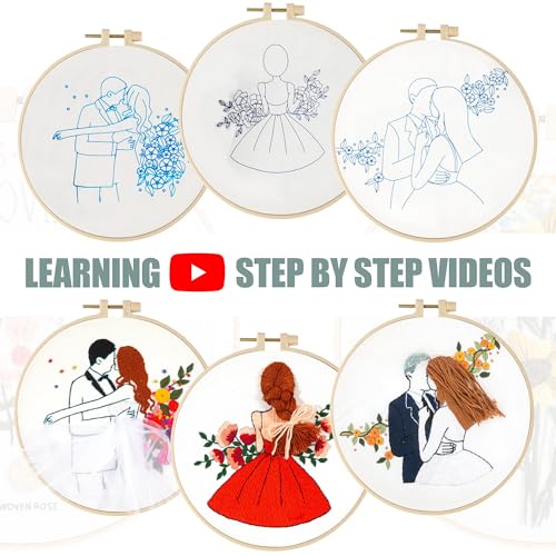 LX LERMX Embroidery Kits for Beginners, Adult Starter Cross Stitch Kit Needlepoint Complete DIY Kit with Unique Patterns, Hoop, Colorful Threads, Tools, Step by Step Instructions & Video Tutorial - color: Pattern 5 - 3PCS