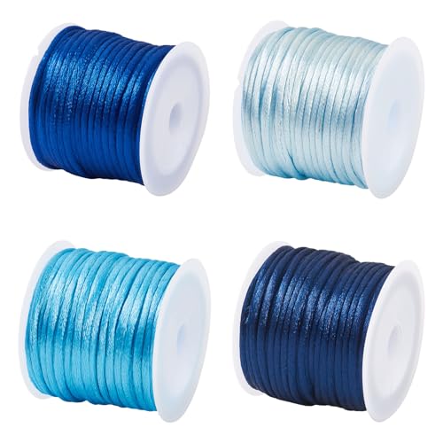 Elecrelive 40 Yards Rattail Satin Cords Blue Nylon String Beading String - color: Blue, 2mm