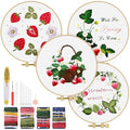 TINDTOP Embroidery Kit for Adult, 4 Pack Cross Stitch Practice Kits - color: Strawberry