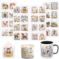 32 PCS Scandinavian Spring Folk Art UV DTF Cup Wrap Stickers - style: Scandinavian Spring Folk Art