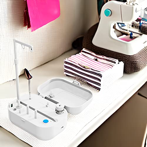 LRDCREEE Automatic Bobbin Winder with Auto Stopper, Large Spool Thread Holder and Extra 6 Spools of 400 Yards Polyester Threads for Sewing Machine Thread Winding Use