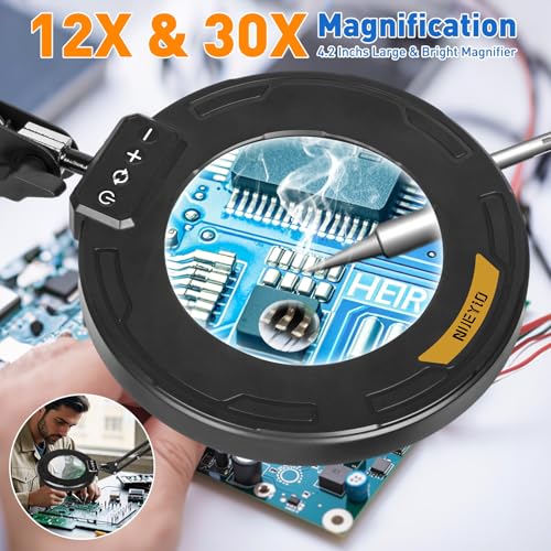 Ultra Long 3-Section Swing Arm 12X Magnifying Glass with Light