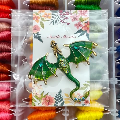 Large Dragon Needle Minder, Needle Minder Magnet, Magnetic Needle Nanny, Fantasy Needlework Accessories for Cross Stitch & Embroidery (Green) - color: Green