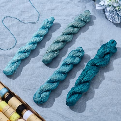 FREEBLOSS 4 Pcs Sashiko Thread Sashiko Skein 4 * 100 M Pure Cotton Embroidery Thread Japanese Sewing Threads Quilting & Embroidery Sewing Kit Supplies 4 Blue Theme Colors - color: Blue