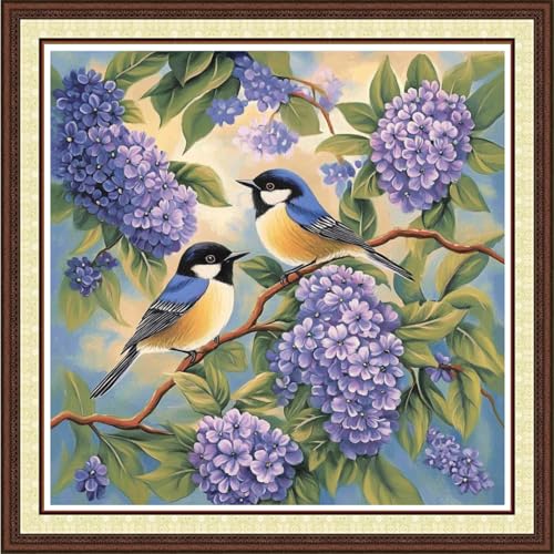 Findvoor Counted Cross Stitch Kits for Adults Full Range of Cross Stitching Embroidery Unprinted Pattern for Beginners, 11CT Needlepoint Kit Patterns Embroidery Kits-Flower Bird 18x18 inch - color: ColorCraft17