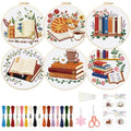 ORIGACH 6 Pack Book & Flower Embroidery Kit for Beginners - style: Book & Flower