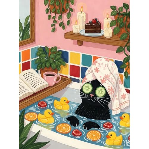niurenmaoyi Black Cat Stamped Cross Stitch Kits for Beginner,12X16In - color: Cross Stitch Kits for Adults - 0525-4