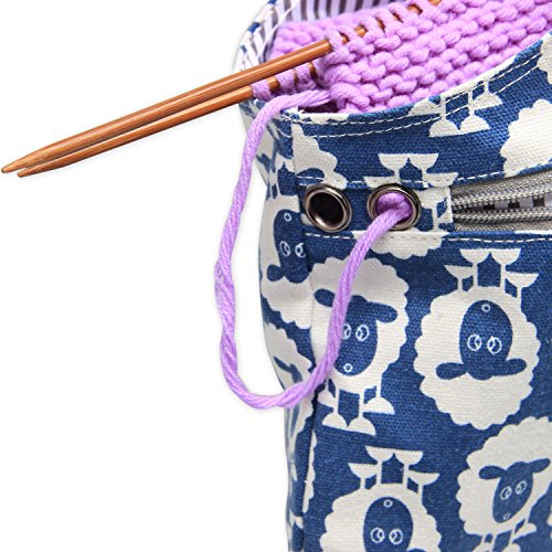 Teamoy Knitting Bag Tote, Travel Crochet Project Wrist Bag, Large, Sheep - color: Sheep, size: Large