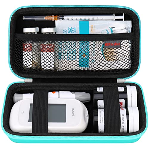 Elonbo Diabetic Supplies Travel Case for Glucose Meter Diabetes Testing Kit - color: Green