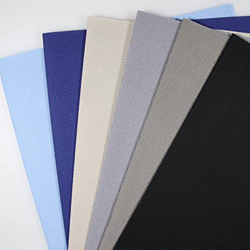 KCS 6 pc of 12" x 18" (30cmx45cm) Counted Cotton Aida Cloth Cross Stitch Fabric (18CT-H) - color: 18ct-h