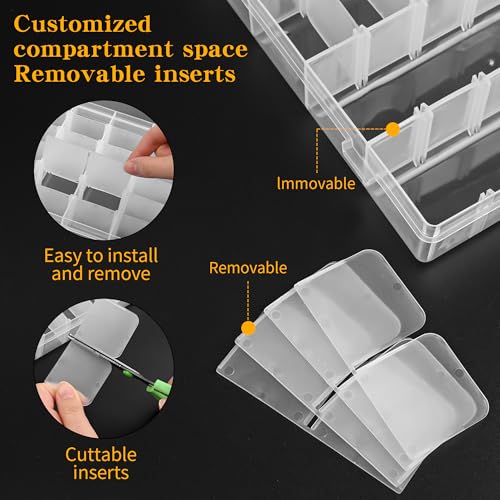 36-Grid Bead and Tackle Box Organizer, Adjustable Dividers, 3 Pack - color: Clear-3pack-108 Grids