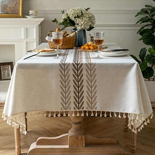 Oubonun Tablecloths for Rectangle Tables - color: Beige, Wine Leaf, size: 70" x 55" (Rectangular)