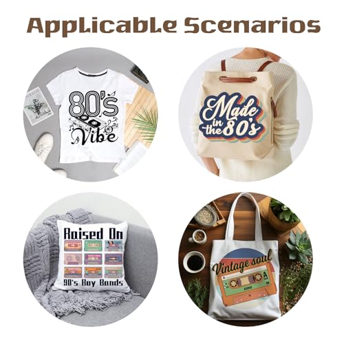 SUPERDANT 4PCS 80's Music Iron on Transfer Paper Vintage Vibe Radio DIY Colorful Heat Transfer Sticker Washable Iron-on Decals for T Shirts DTF Transfers Ready to Press for Clothing Hoodie Bag Jackets - style: 80s