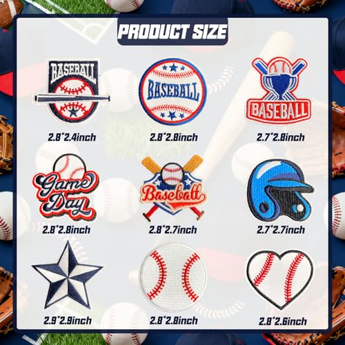 Baseball Iron on Patches Embroidered Sport Appliques Patches Sew on for Clothing, Hats, Backpacks, Jackets, and Bags 36Pcs - color: Baseball Patches 36Pcs