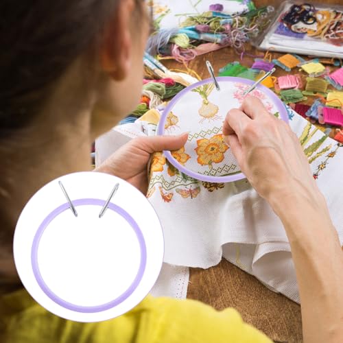 Homoyoyo 5.31 Inch Embroidery Hoop Plastic Stainless Steel Cross Stitch Ring with Adjustable Tension Non-Slip Needlework Frame for Sewing DIY Crafts Wall Decor Beginners