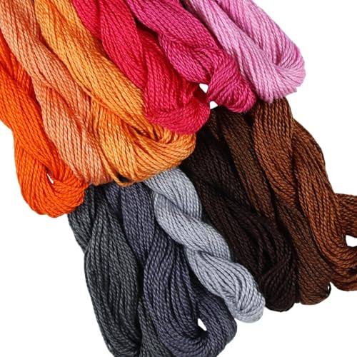 KCS 328 Yards(300 Meters) Mercerized Pearl Cotton Crochet Needlepoint Thread,Size 5, 12 skeins,Mixed Color 13 - color: 12color13, size: 12 skeins