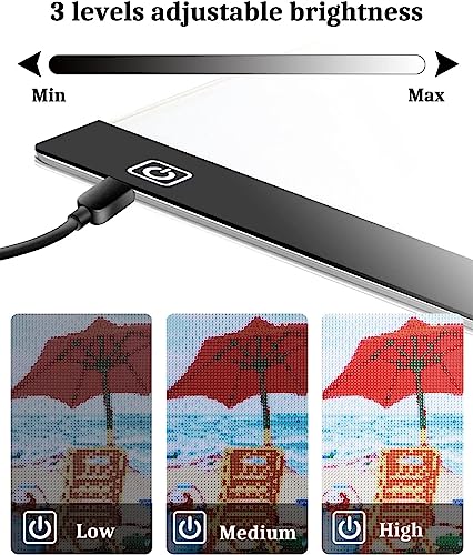 Ratukall A3 LED Light Pad for Diamond Painting, USB Powered Light Board Kit - style: 02-A3 Light Pad Kit