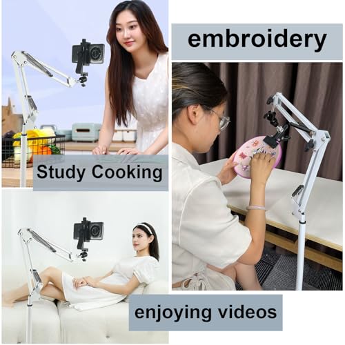 Embroidery Hoop Stand,Rotate Hand Embroidery Floor Stand Embroidery Hoop Holder Stand Can Move Freely Hand Embroidery Stand Floor Cross Stitch Hoop Stand Suitable for - color: White