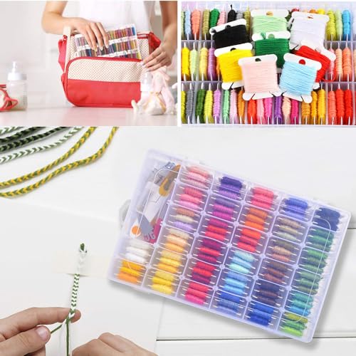 Embroidery Floss Organizer Cross Stitch Thread Organizer-Bobbin Winder 1 Removable 36 Compartments with 150 Floss Bobbins and 2 Pieces Numbered Stickers for Craft DIY Embroidery