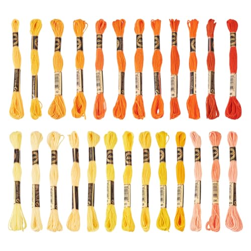 25 Bundles Polyester Embroidery Floss Orange Color Cross Stitch Embroidery Thread Stitch Threads Bulk 1mm Floss String Cord for Jewelry Making Bracelet Stitching Craft Supply - color: Orange Yellow