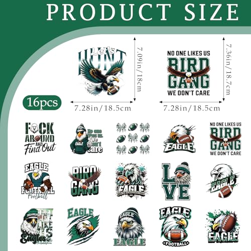 16 Pcs Football DTF Transfers Ready to Press - style: Football Mascot
