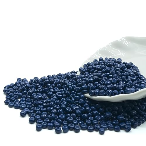 6/0 Craft Glass Seed Beads Bulk, 4mm 1000 Pcs Colorful Bracelet Beads Small for Jewelry Making, Waist, Hair, Neckalce Ring Earring DIY Art (Dark Blue) - color: Dark Blue