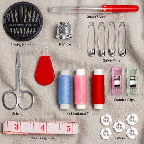 ARTIKA Travel Sewing Kit, 59-Piece Portable Kit for Travel, Includes Scissors, Thread, Tape Measure - Sewing Accessories and Supplies