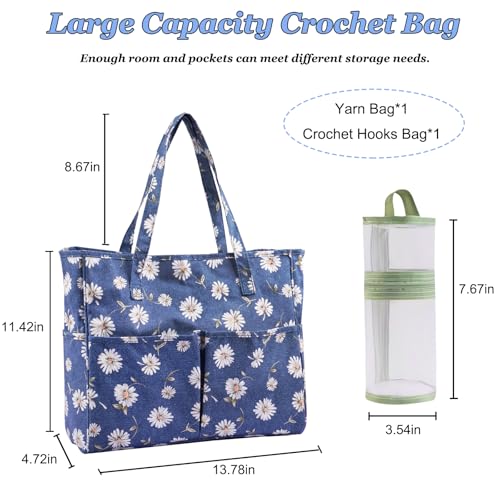 Crochet Bag Organizer Yarn Storage Organizer - color: Dark Blue