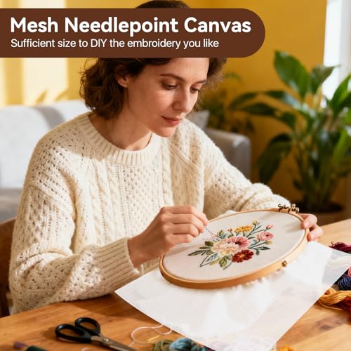 4 Pcs Needlepoint Canvas 14-Mesh, 20x20 Inch White Needle Point Canvas for Embroidery, Blank Polyester-Cotton Twist Interlock Needlepoint Mesh for DIY Handicraft Knit Crochet Projects
