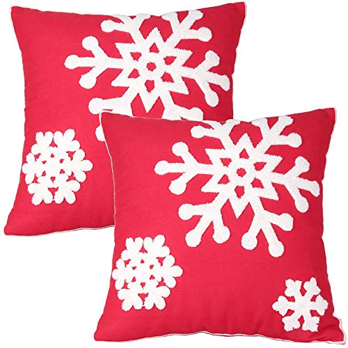 Elife Red Pillow Covers, Embroidered Christmas Pillow Covers 18x18 Set of 2 - color: Red