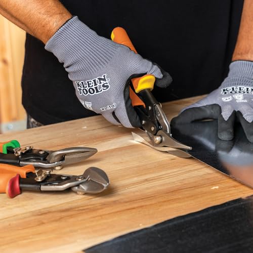 Klein Tools 2402S Straight-Cutting Offset Snips, Aviation Tin Snips with Forged Blade for Precision Sheet Metal Cutting - style: Straight-Cutting
