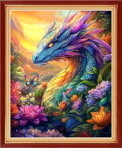 Artvxeay Stamped Cross Stitch Kits Beginners Full Range of Embroidery Starter Kits for Adults Printed Cross Stitching DIY Needlepoint Kit 11CT- Flower Sea Dragon 16x20 inch - color: Color52