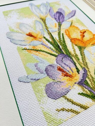 RIOLIS 2190 Spring Glow. Crocuses Counted Cross Stitch Kit 8.25 x 11.75 in - style: Spring Glow. Crocuses 2190