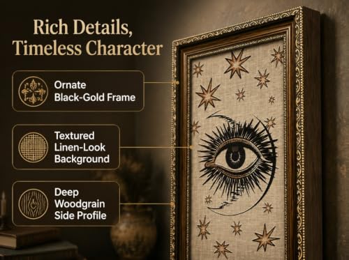 PZBPIUY Vintage Mystical Evil Eye Moon and Stars Framed Wall Art - color: Eyes, size: 24"L x 16"W