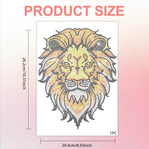 1 Pc Lion Rhinestone Iron on Hotfix Transfer Decal, Bling DIY Patch Clothing Repair Applique T-Shirt Vest Shoes Hat Jacket Decor Clothing DIY Accessories - color: Lion