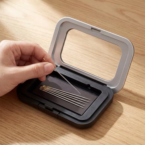 Sewing Needle Case Magnetic Needle Holder Sewings Pin Storage Organizer Box with Clear Lid Needles Keeper for Sewing, Quilting, Crafts Small