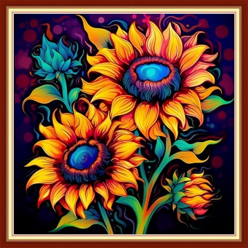 Redxing Stamped Cross Stitch Kits Embroidery kit for Beginners Adults Full Range of Embroidery Patterns Starter Kits DIY Printed Cross Stitch Kits Needlepoint Kits 11CT-Magic Sunflower 18x18 inchs - color: Artskits06