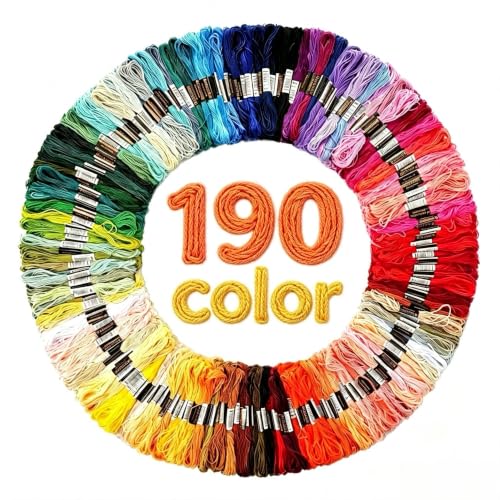 190 Skeins Rainbow Color Embroidery Floss Friendship Bracelet String Cross Stitch Embroidery Thread Cotton Floss Bracelet Yarn, Craft Floss