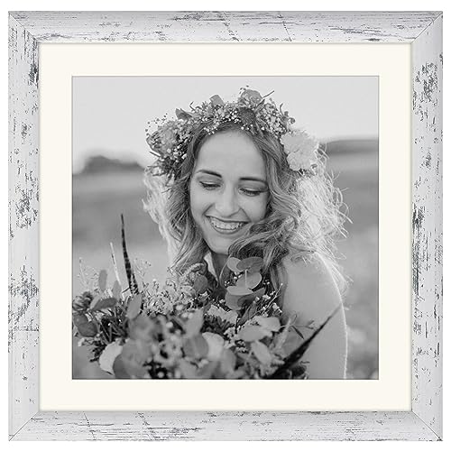 AEVETE Picture Frame 10x10 White Wash Photo Frames Rustic for Wall and Desk - color: White Wash, size: 10x10
